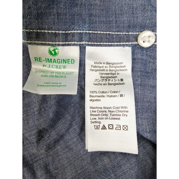 J. Crew Classic Size XLT Mens Blue Denim Organic Cotton Button Down Shirt NWT - Picture 7 of 10